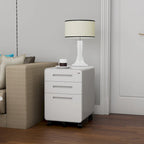 Caisson de classement mobile 3 tiroirs en acier blanc/noir/gris/bleu avec serrure et 5 roulettes – Simple