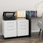 Caisson de classement mobile 3 tiroirs en acier blanc/noir/gris/bleu avec serrure et 5 roulettes – Simple