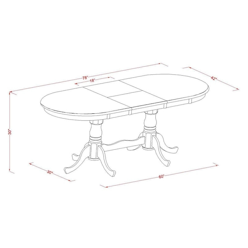 Table à manger ovale extensible 6 places avec double piédestal et rallonge papillon, coloris babeurre et cerisier / marron selle / noir et cerisier