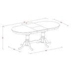 Table à manger ovale extensible 6 places avec double piédestal et rallonge papillon, coloris babeurre et cerisier / marron selle / noir et cerisier