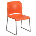 Chaise empilable en polypropylène orange/noir/bourgogne/marine/jaune/gris/bleu/vert avec piétement luge en acier thermolaqué – Unité