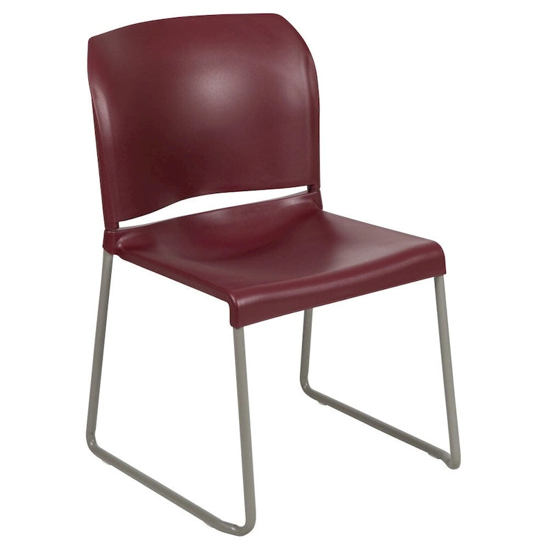 Chaise empilable en polypropylène orange/noir/bourgogne/marine/jaune/gris/bleu/vert avec piétement luge en acier thermolaqué – Unité