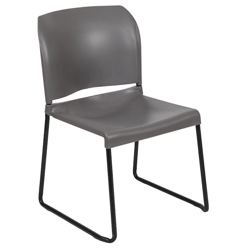 Chaise empilable en polypropylène orange/noir/bourgogne/marine/jaune/gris/bleu/vert avec piétement luge en acier thermolaqué – Unité