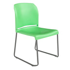 Chaise empilable en polypropylène orange/noir/bourgogne/marine/jaune/gris/bleu/vert avec piétement luge en acier thermolaqué – Unité