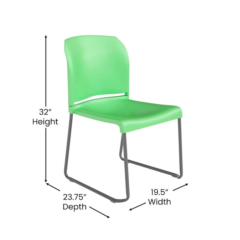 Chaise empilable en polypropylène orange/noir/bourgogne/marine/jaune/gris/bleu/vert avec piétement luge en acier thermolaqué – Unité