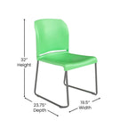 Chaise empilable en polypropylène orange/noir/bourgogne/marine/jaune/gris/bleu/vert avec piétement luge en acier thermolaqué – Unité