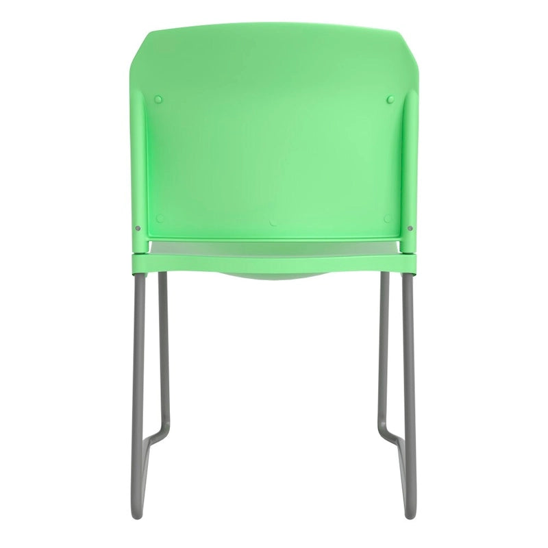 Chaise empilable en polypropylène orange/noir/bourgogne/marine/jaune/gris/bleu/vert avec piétement luge en acier thermolaqué – Unité