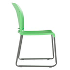 Chaise empilable en polypropylène orange/noir/bourgogne/marine/jaune/gris/bleu/vert avec piétement luge en acier thermolaqué – Unité