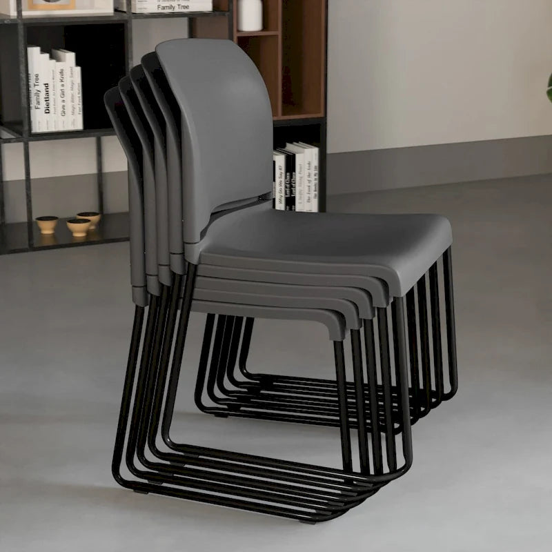 Chaise empilable en polypropylène orange/noir/bourgogne/marine/jaune/gris/bleu/vert avec piétement luge en acier thermolaqué – Unité