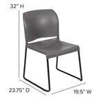 Chaise empilable en polypropylène orange/noir/bourgogne/marine/jaune/gris/bleu/vert avec piétement luge en acier thermolaqué – Unité