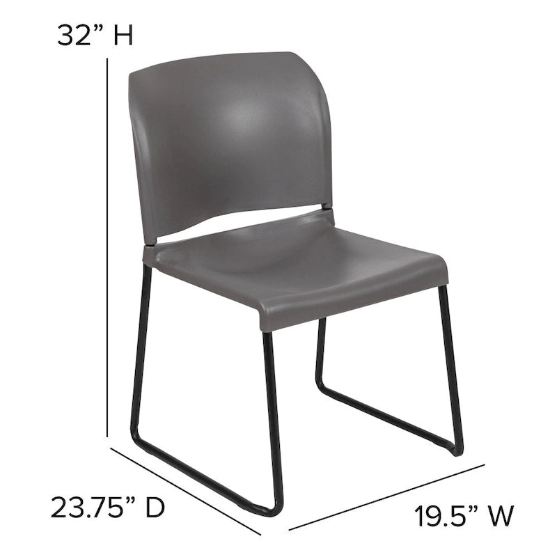 Chaise empilable en polypropylène orange/noir/bourgogne/marine/jaune/gris/bleu/vert avec piétement luge en acier thermolaqué – Unité