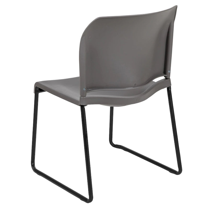 Chaise empilable en polypropylène orange/noir/bourgogne/marine/jaune/gris/bleu/vert avec piétement luge en acier thermolaqué – Unité