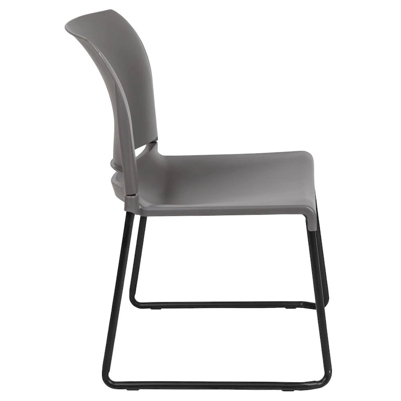 Chaise empilable en polypropylène orange/noir/bourgogne/marine/jaune/gris/bleu/vert avec piétement luge en acier thermolaqué – Unité
