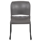 Chaise empilable en polypropylène orange/noir/bourgogne/marine/jaune/gris/bleu/vert avec piétement luge en acier thermolaqué – Unité