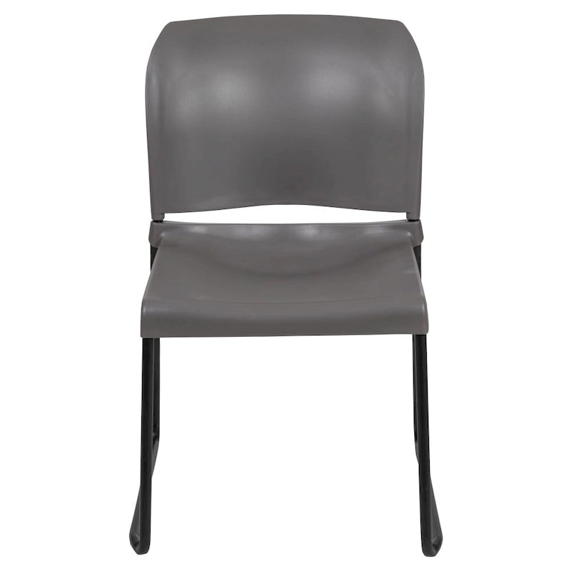Chaise empilable en polypropylène orange/noir/bourgogne/marine/jaune/gris/bleu/vert avec piétement luge en acier thermolaqué – Unité