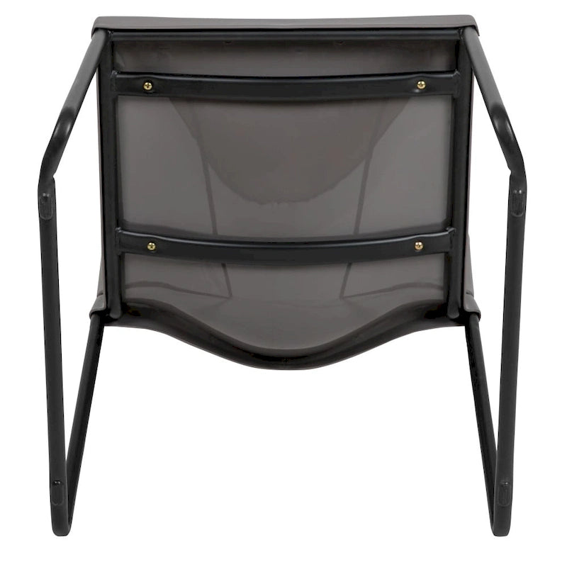 Chaise empilable en polypropylène orange/noir/bourgogne/marine/jaune/gris/bleu/vert avec piétement luge en acier thermolaqué – Unité