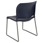 Chaise empilable en polypropylène orange/noir/bourgogne/marine/jaune/gris/bleu/vert avec piétement luge en acier thermolaqué – Unité