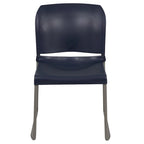 Chaise empilable en polypropylène orange/noir/bourgogne/marine/jaune/gris/bleu/vert avec piétement luge en acier thermolaqué – Unité