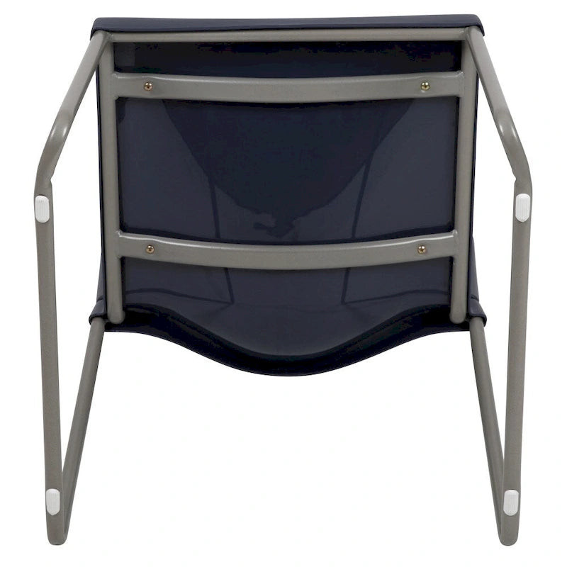 Chaise empilable en polypropylène orange/noir/bourgogne/marine/jaune/gris/bleu/vert avec piétement luge en acier thermolaqué – Unité