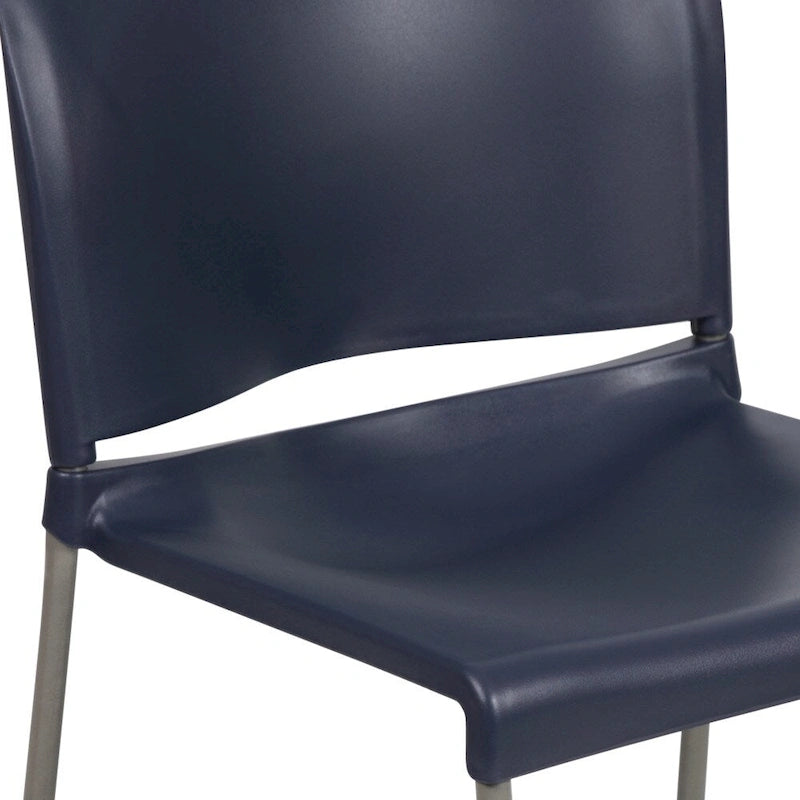 Chaise empilable en polypropylène orange/noir/bourgogne/marine/jaune/gris/bleu/vert avec piétement luge en acier thermolaqué – Unité