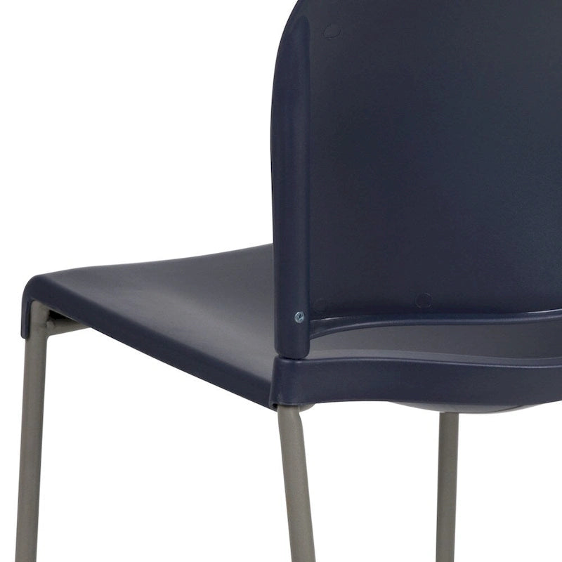 Chaise empilable en polypropylène orange/noir/bourgogne/marine/jaune/gris/bleu/vert avec piétement luge en acier thermolaqué – Unité