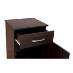 Table de chevet en bois wengé/gris/santal avec 1 tiroir et placard fermé – Simple