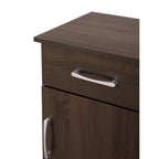 Table de chevet en bois wengé/gris/santal avec 1 tiroir et placard fermé – Simple