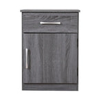 Table de chevet en bois wengé/gris/santal avec 1 tiroir et placard fermé – Simple