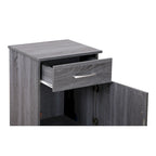 Table de chevet en bois wengé/gris/santal avec 1 tiroir et placard fermé – Simple
