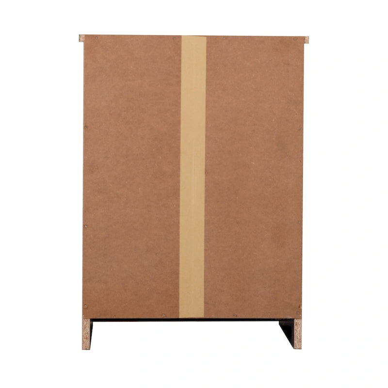 Table de chevet en bois wengé/gris/santal avec 1 tiroir et placard fermé – Simple