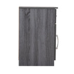 Table de chevet en bois wengé/gris/santal avec 1 tiroir et placard fermé – Simple