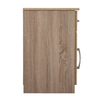Table de chevet en bois wengé/gris/santal avec 1 tiroir et placard fermé – Simple