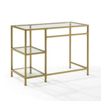 Bureau et coiffeuse en verre trempé à structure en acier doré – Simple