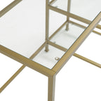 Bureau et coiffeuse en verre trempé à structure en acier doré – Simple