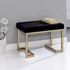 Silver Orchid Sweet Black Fabric-upholstered Champagne Metal Ottoman