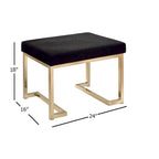 Pouf de rangement en tissu noir avec base métallique couleur champagne – Individuel