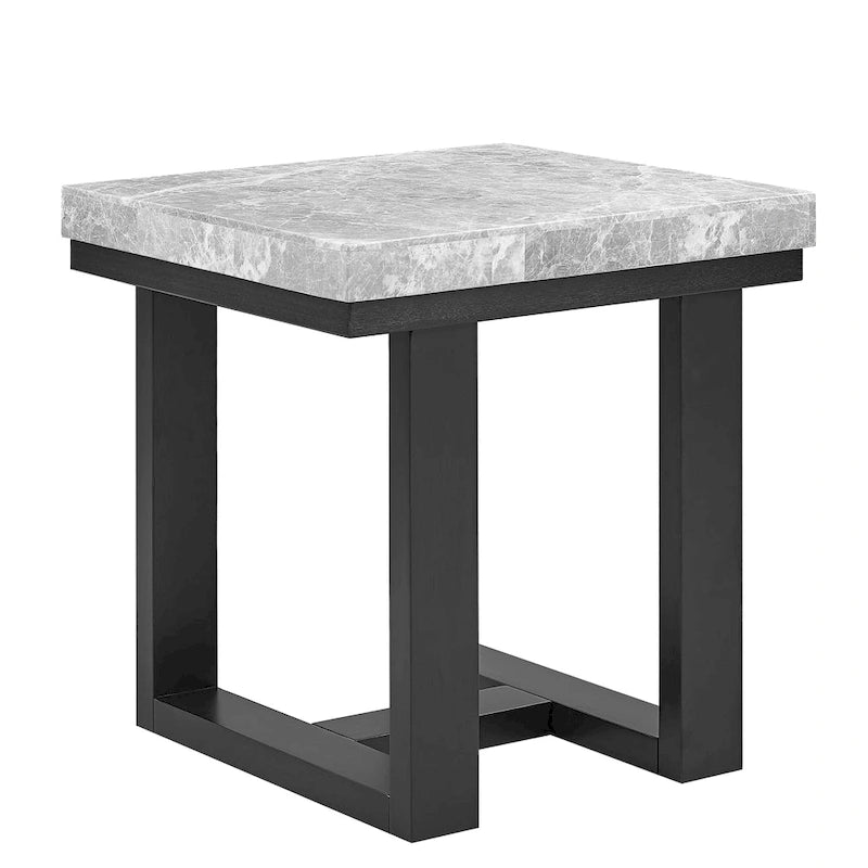 Table d'appoint avec plateau en marbre gris/espresso pour 1