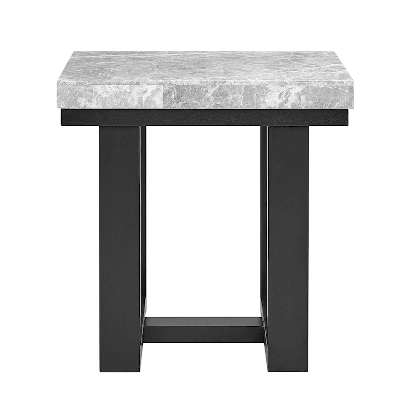Table d'appoint avec plateau en marbre gris/espresso pour 1