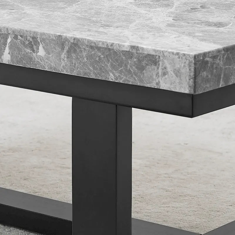 Table d'appoint avec plateau en marbre gris/espresso pour 1