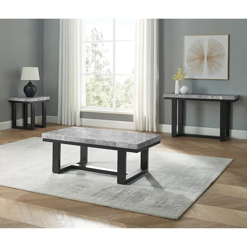 Table d'appoint avec plateau en marbre gris/espresso pour 1
