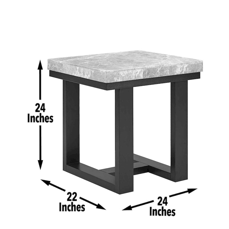 Table d'appoint avec plateau en marbre gris/espresso pour 1