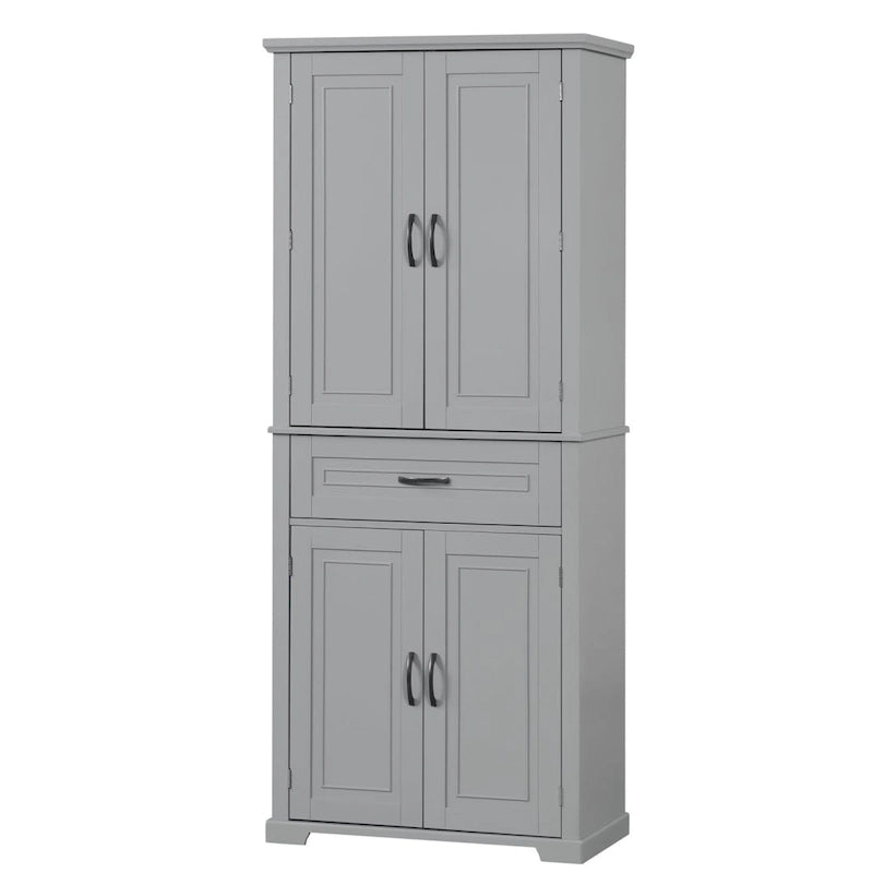 Meuble de salle de bain en MDF gris/blanc/noir avec double porte, tiroir et étagère réglable – Simple