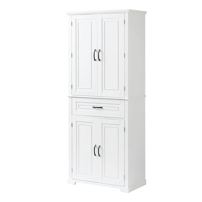 Meuble de salle de bain en MDF gris/blanc/noir avec double porte, tiroir et étagère réglable – Simple