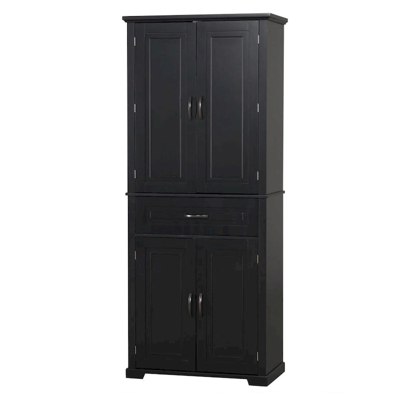 Meuble de salle de bain en MDF gris/blanc/noir avec double porte, tiroir et étagère réglable – Simple
