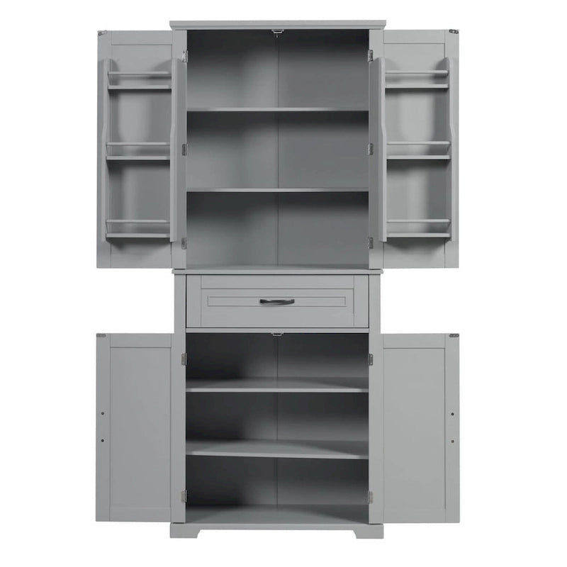 Meuble de salle de bain en MDF gris/blanc/noir avec double porte, tiroir et étagère réglable – Simple