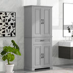 Meuble de salle de bain en MDF gris/blanc/noir avec double porte, tiroir et étagère réglable – Simple