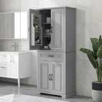 Meuble de salle de bain en MDF gris/blanc/noir avec double porte, tiroir et étagère réglable – Simple