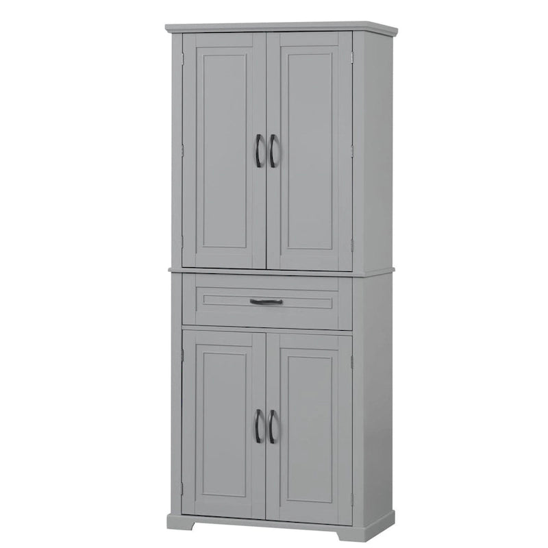 Meuble de salle de bain en MDF gris/blanc/noir avec double porte, tiroir et étagère réglable – Simple