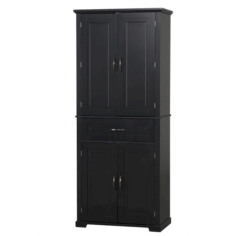 Meuble de salle de bain en MDF gris/blanc/noir avec double porte, tiroir et étagère réglable – Simple