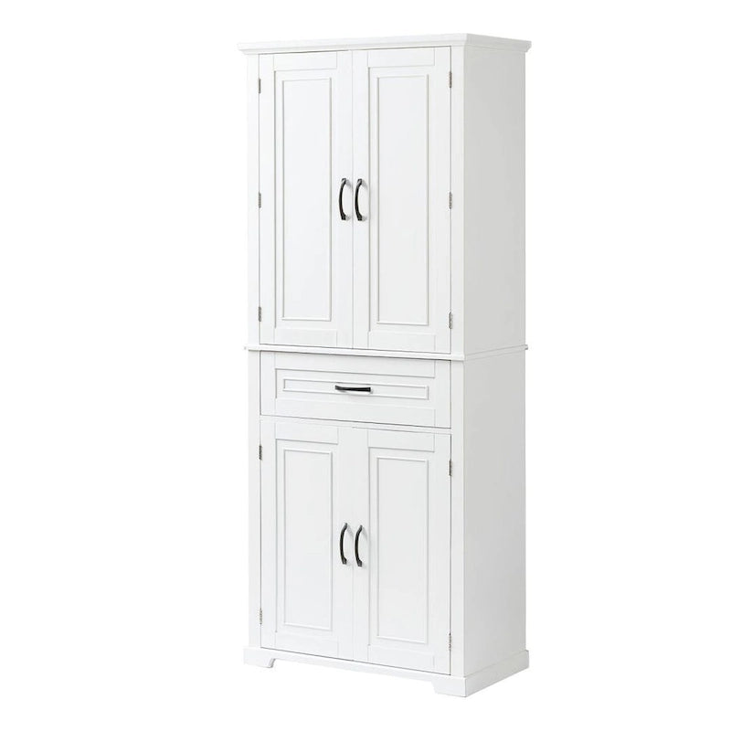 Meuble de salle de bain en MDF gris/blanc/noir avec double porte, tiroir et étagère réglable – Simple